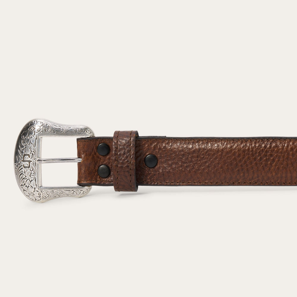 Bison Leather Concho Belt Hazelnut Bison | Stetson Men