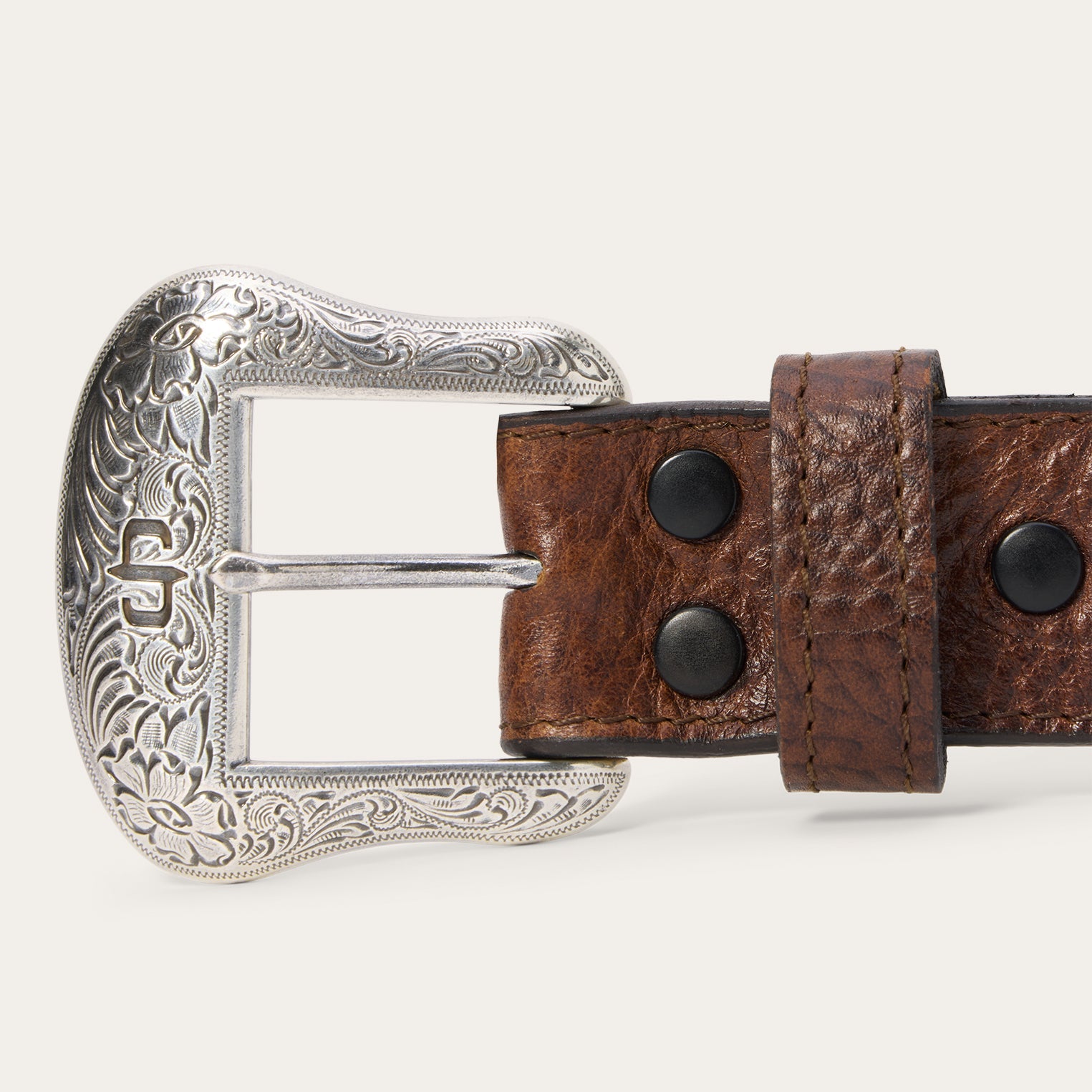 Bison Leather Concho Belt Hazelnut Bison | Stetson Men