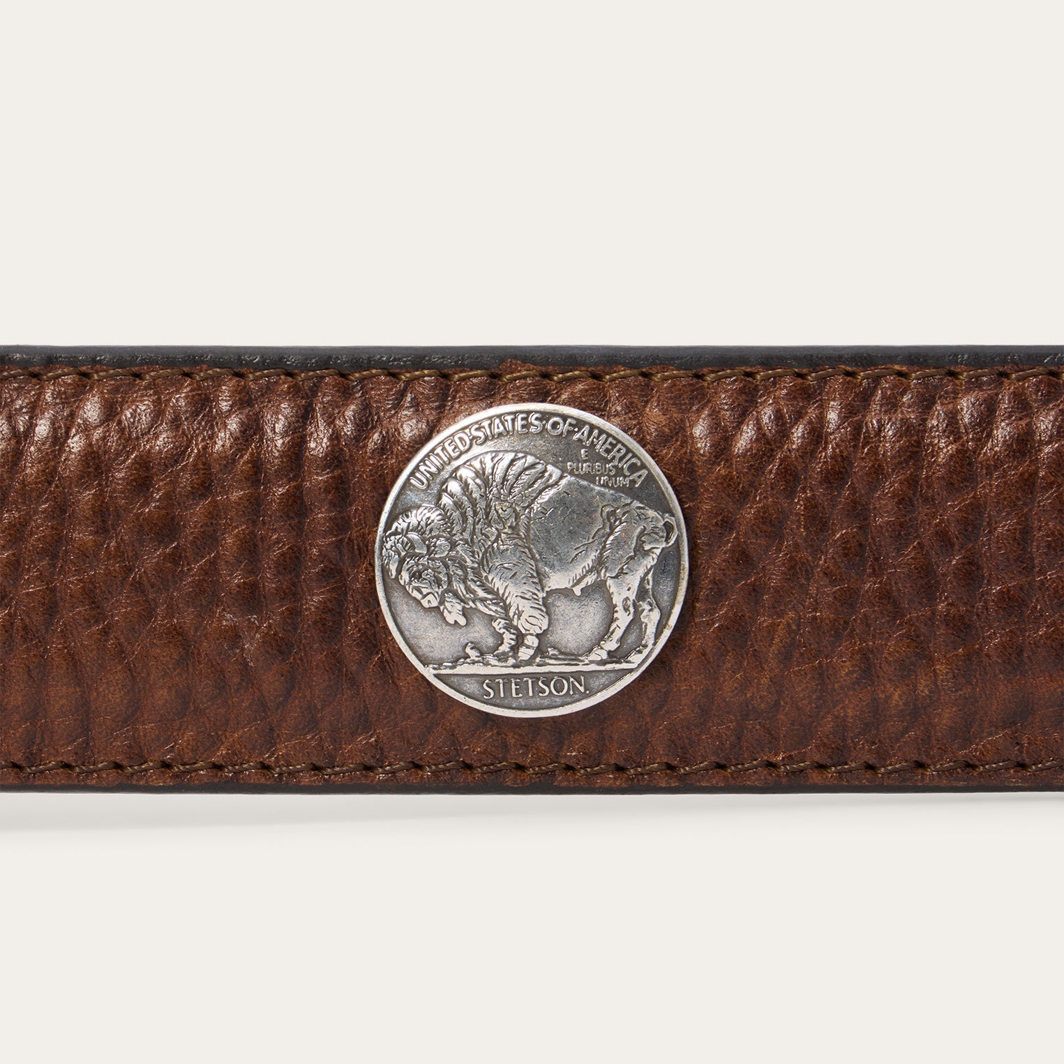 Bison Leather Concho Belt Hazelnut Bison | Stetson Men
