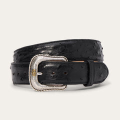 Ostrich Western Tab Belt Black | Stetson Men