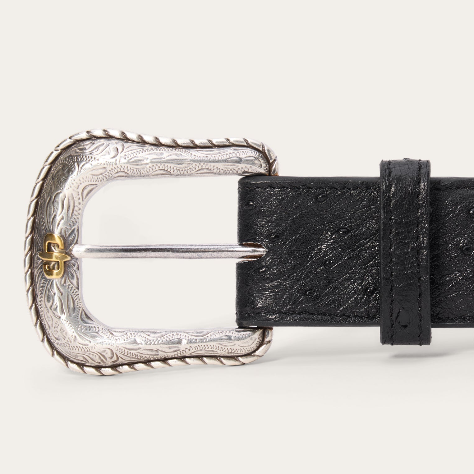 Ostrich Western Tab Belt Black | Stetson Men