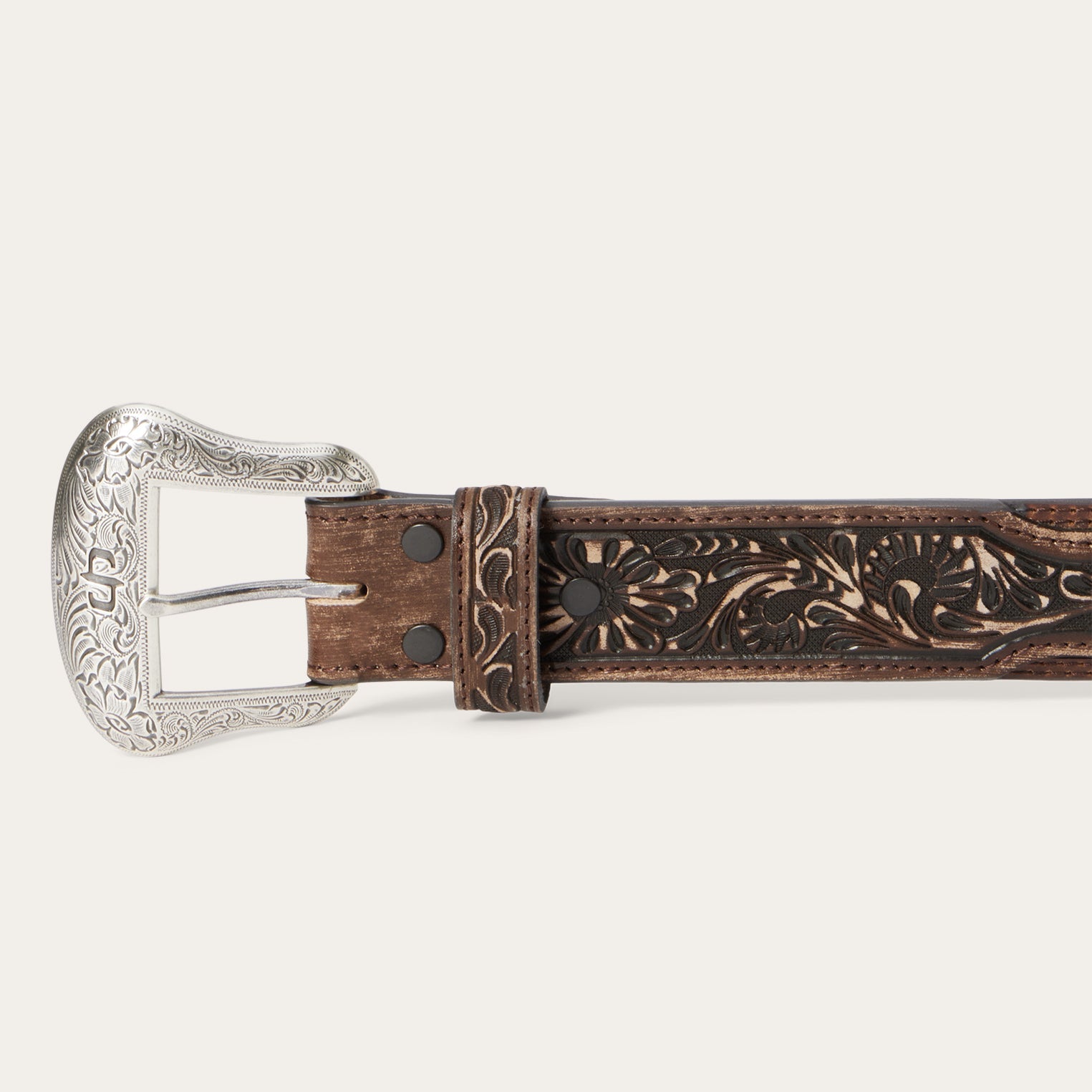 Hair-on-Hide Tooled Tab Belt Vintage/Brown | Stetson Men