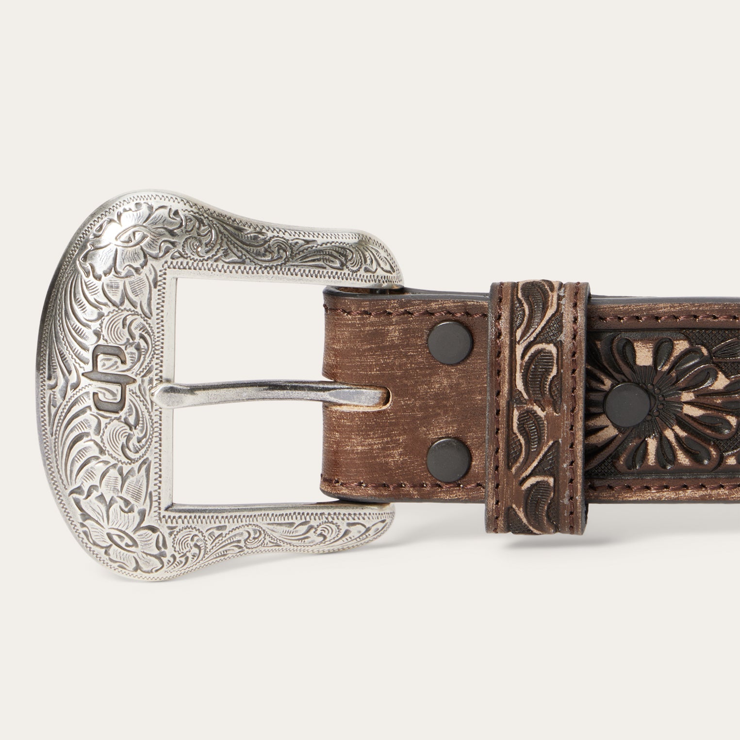 Hair-on-Hide Tooled Tab Belt Vintage/Brown | Stetson Men