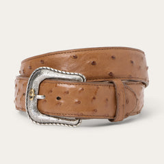 Ostrich Western Tab Belt Antique Cognac | Stetson Men