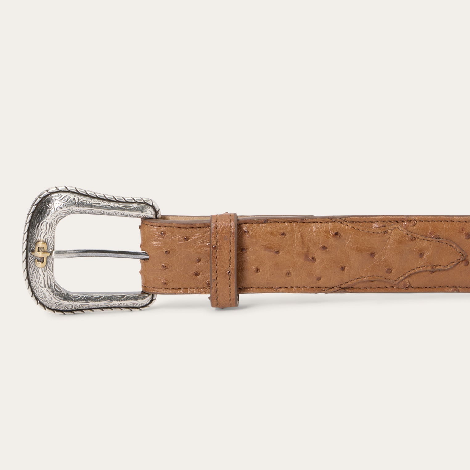Ostrich Western Tab Belt Antique Cognac | Stetson Men