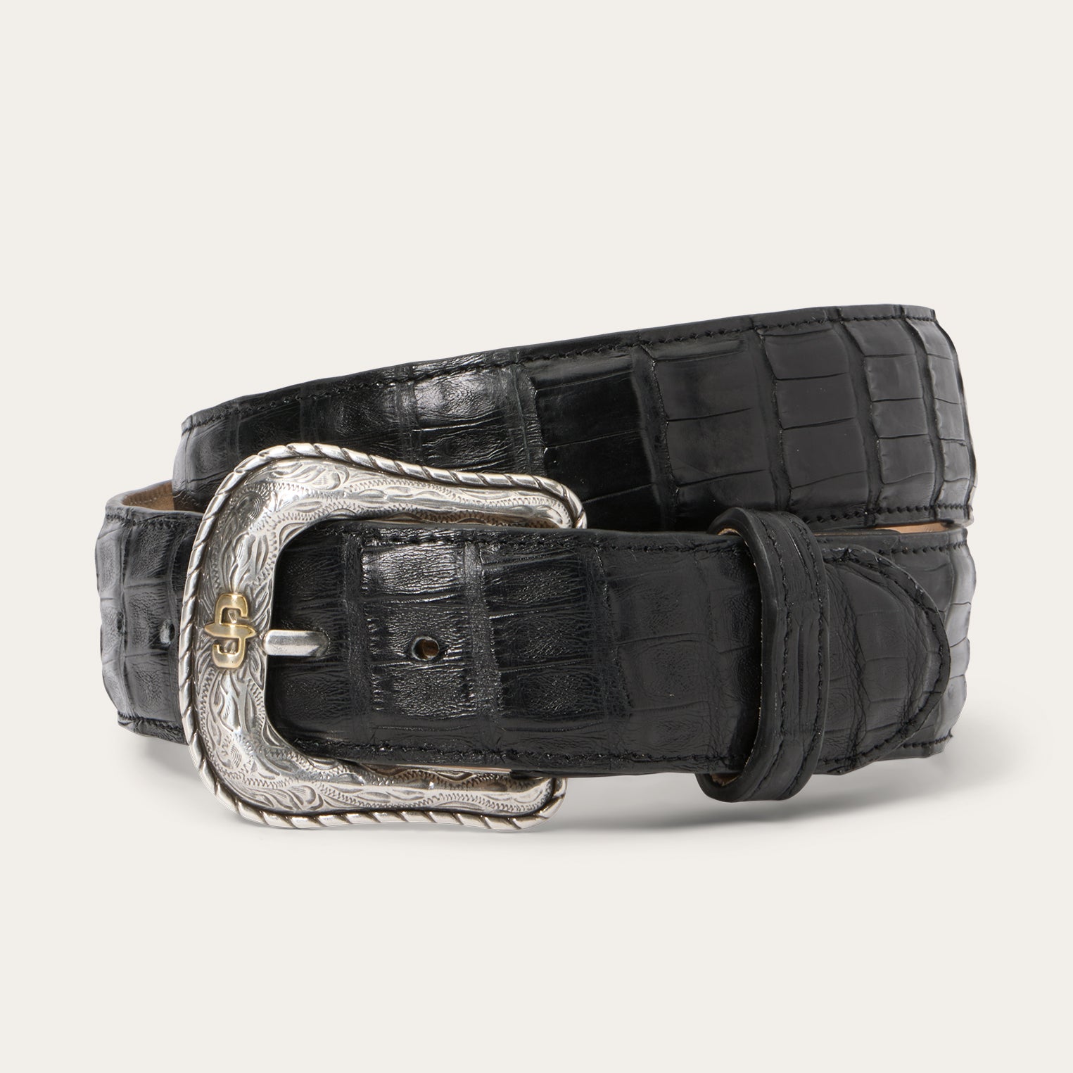 Caiman Western Tab Belt Black Classic | Stetson Men