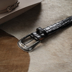 Caiman Western Tab Belt Black Classic | Stetson Men