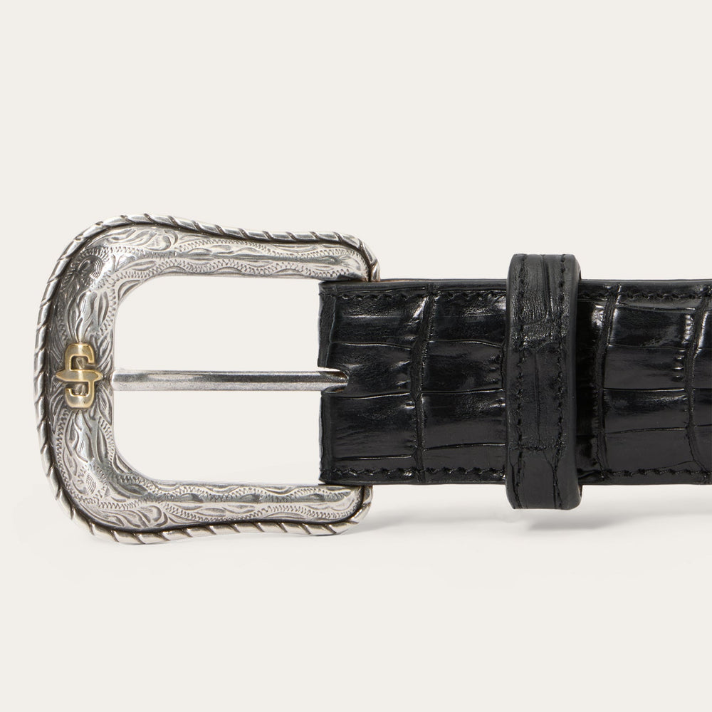 Caiman Western Tab Belt Black Classic | Stetson Men