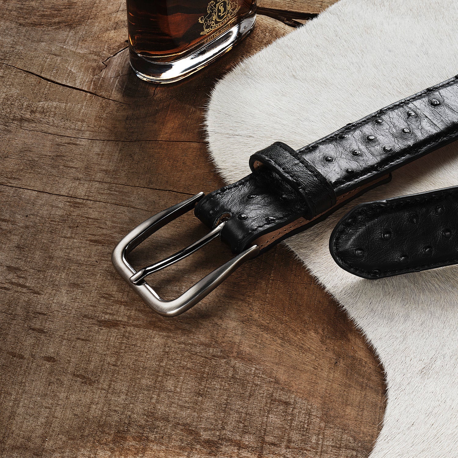 Ostrich Western Tab Belt - 1 1/4" Width Black Classic | Stetson Men