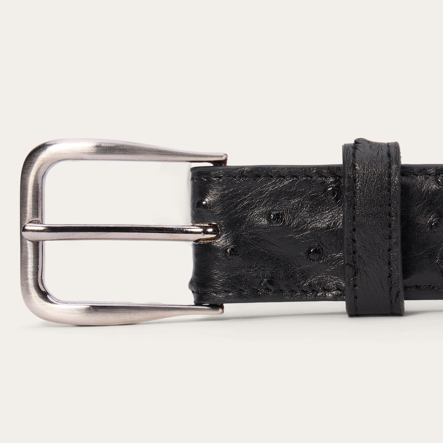 Ostrich Western Tab Belt - 1 1/4" Width Black Classic | Stetson Men