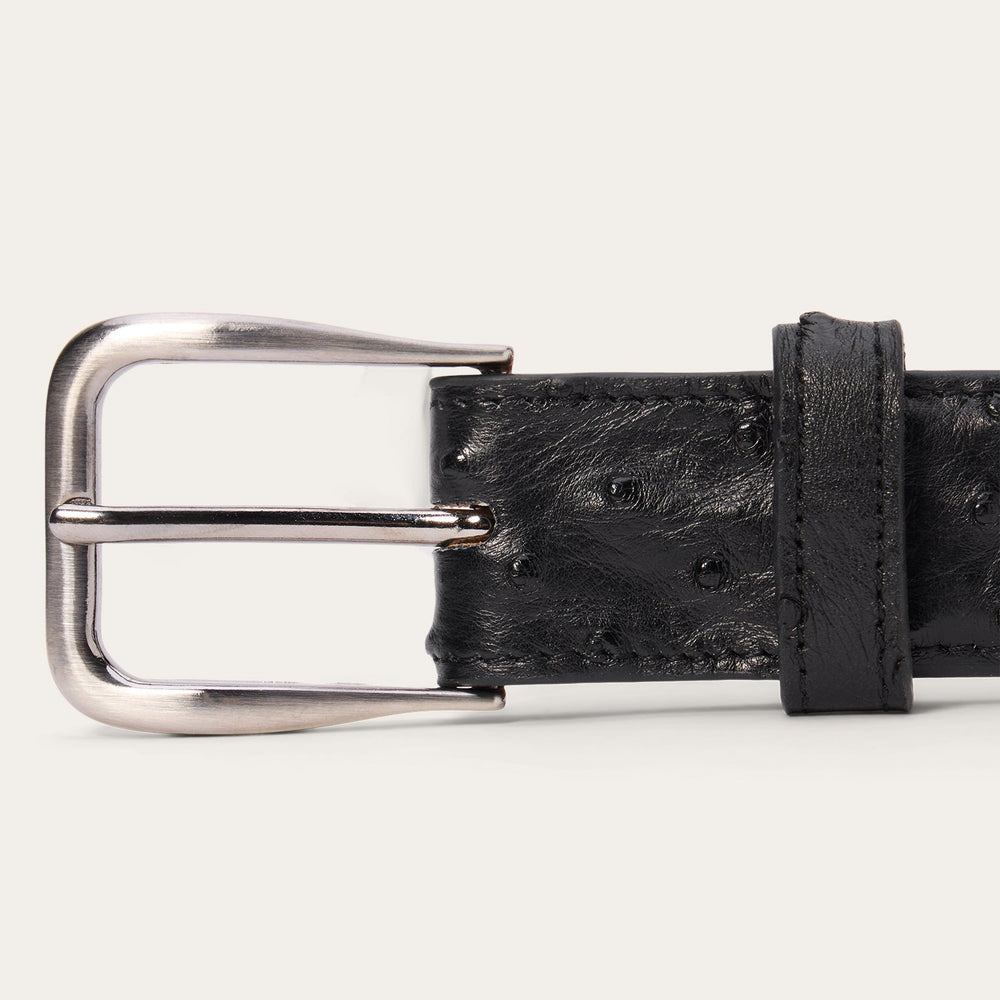 Ostrich Western Tab Belt - 1 1/4" Width Black Classic | Stetson Men