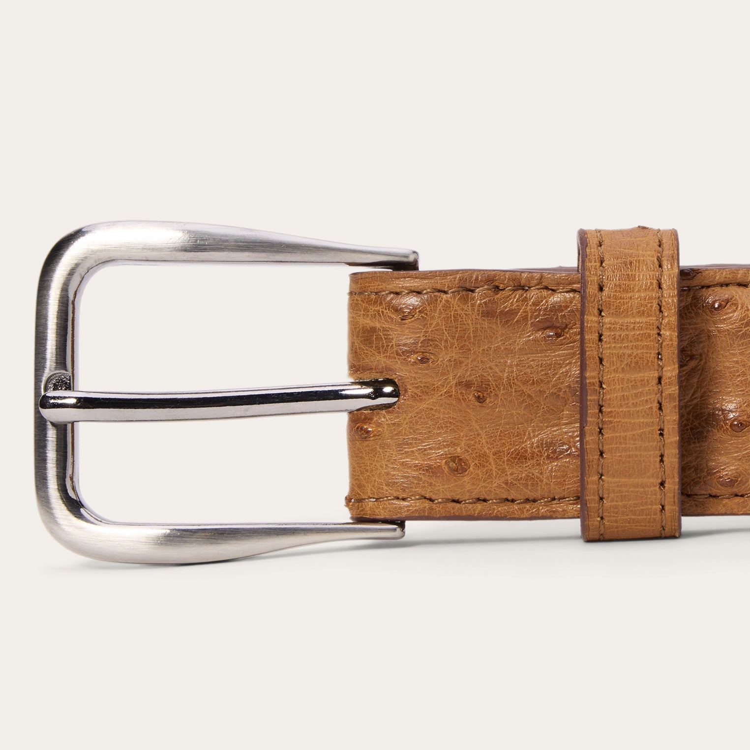 Ostrich Western Tab Belt - 1 1/4" Width Antique Cognac | Stetson Men