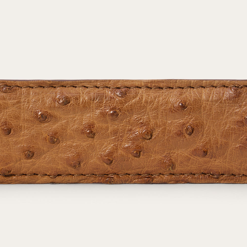 Ostrich Western Tab Belt - 1 1/4" Width Antique Cognac | Stetson Men
