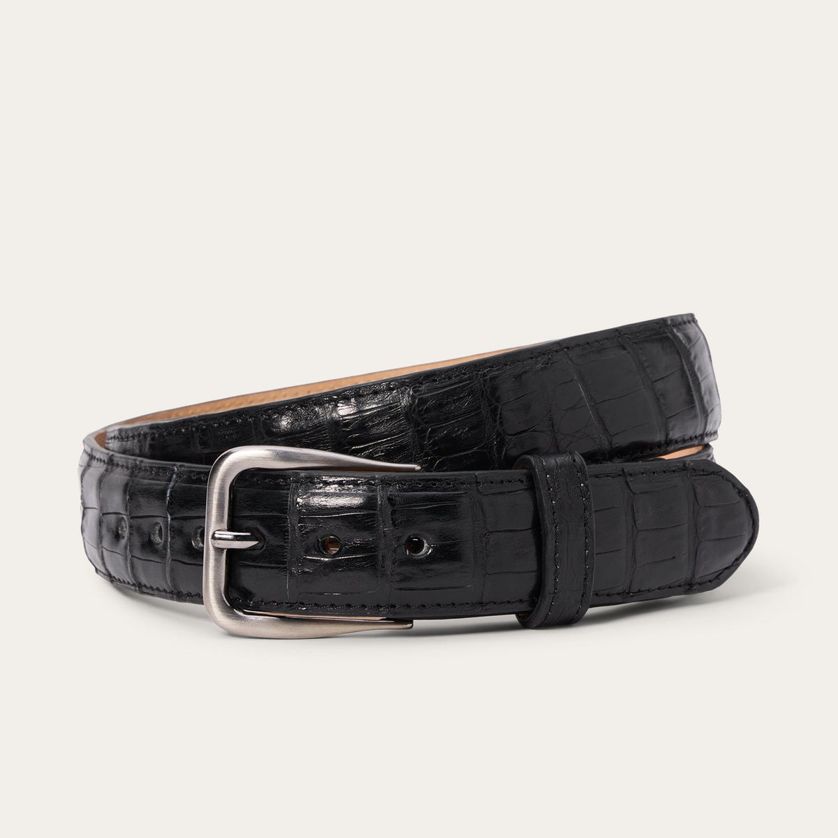 Caiman Western Tab Belt - 1 1/4" Width Black Classic | Stetson Men