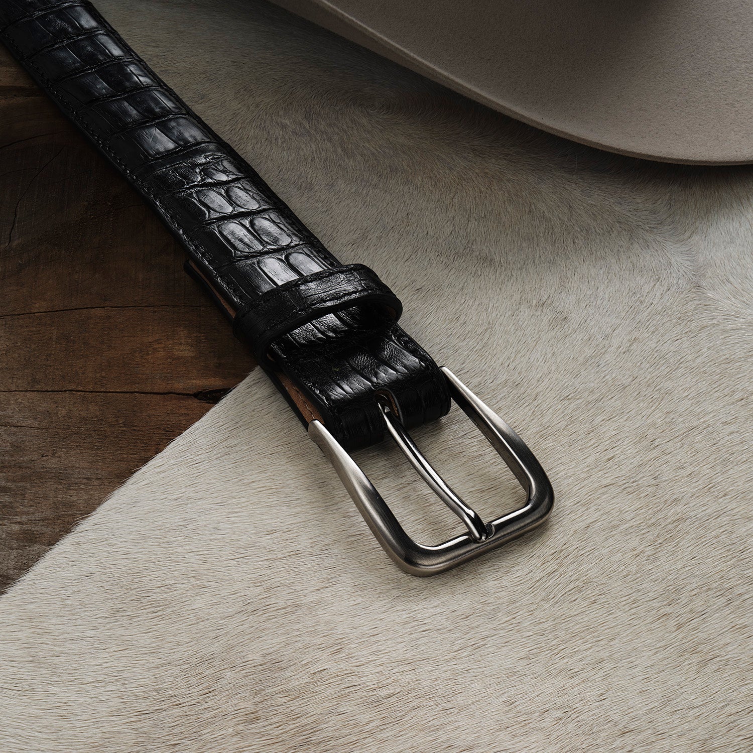 Caiman Western Tab Belt - 1 1/4" Width Black Classic | Stetson Men