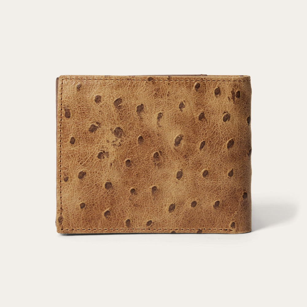Tooled Embossed Ostrich Bi-Fold Wallet Brown / California Nut | Stetson Men