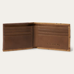 Tooled Embossed Ostrich Bi-Fold Wallet Brown / California Nut | Stetson Men