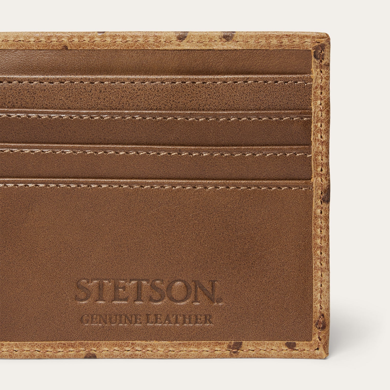Tooled Embossed Ostrich Bi-Fold Wallet Brown / California Nut | Stetson Men