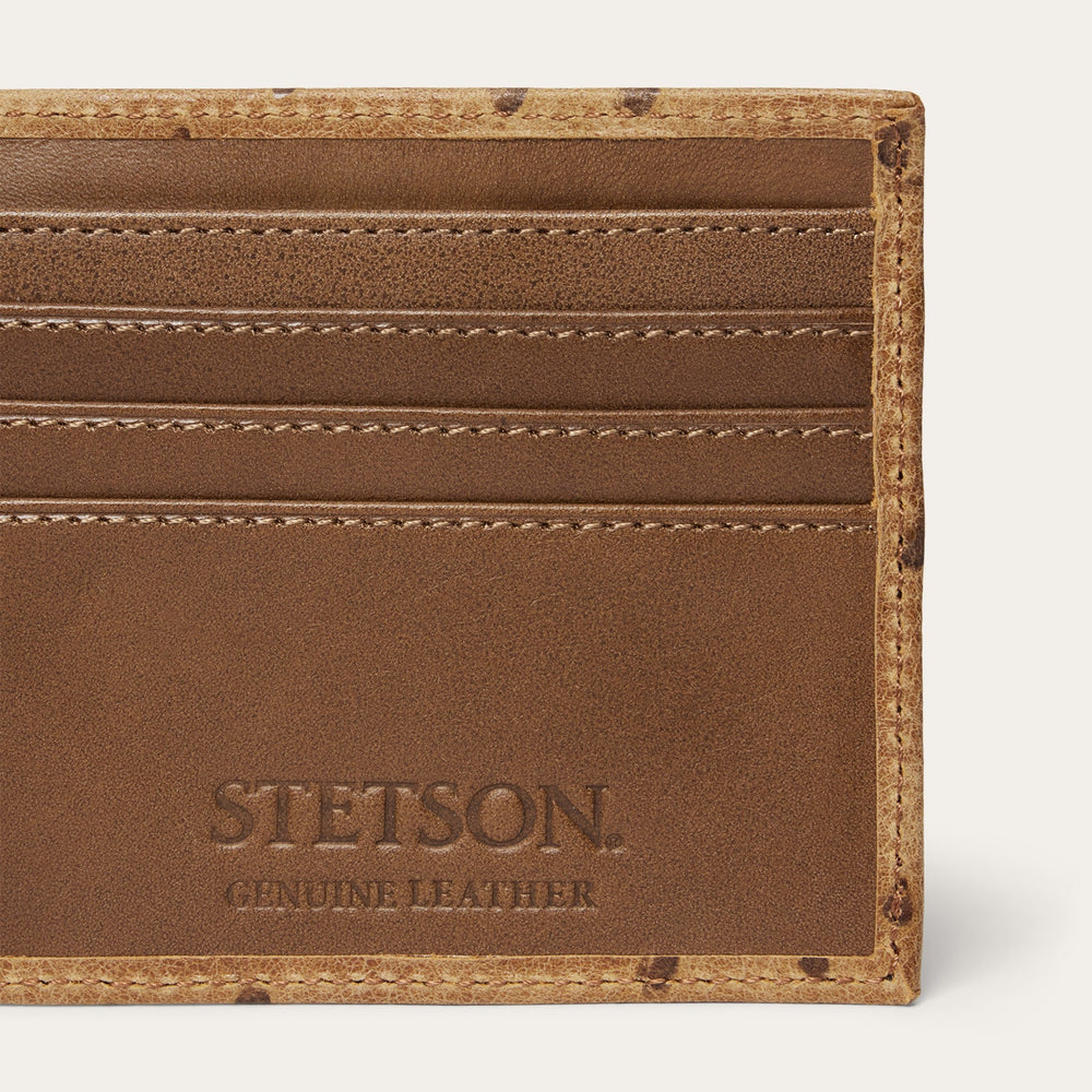 Tooled Embossed Ostrich Bi-Fold Wallet Brown / California Nut | Stetson Men