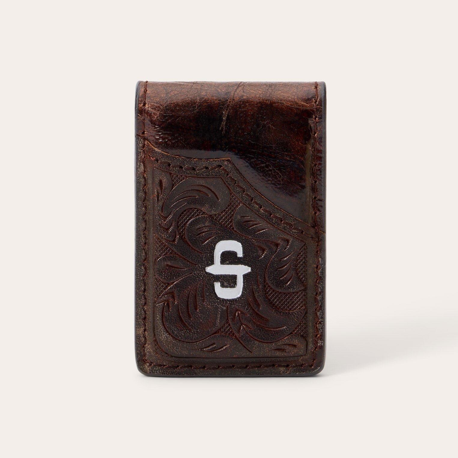 Tooled Embossed Croco Money Clip Brown | Stetson Men