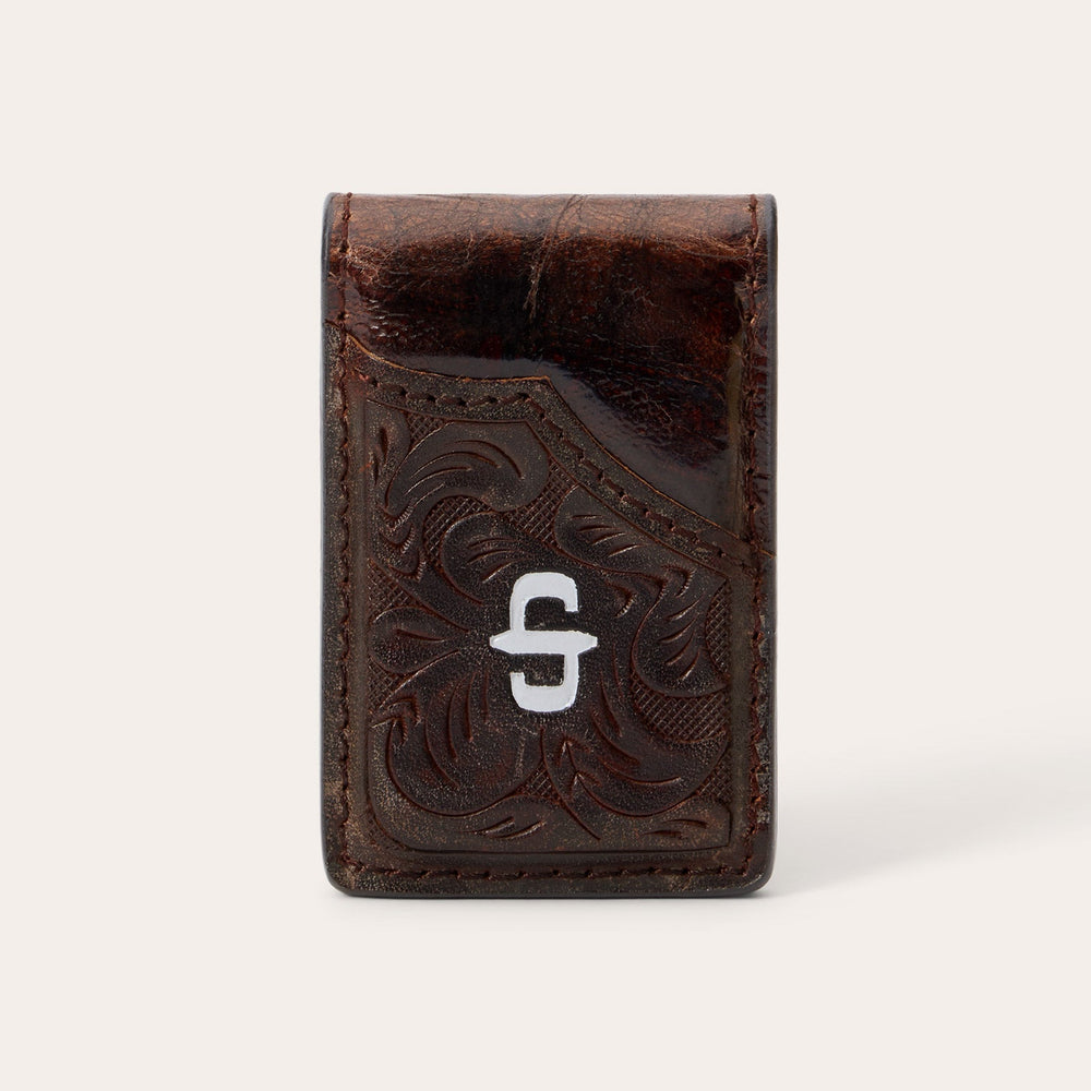 Tooled Embossed Croco Money Clip Brown | Stetson Men