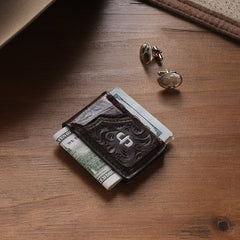 Tooled Embossed Croco Money Clip Brown | Stetson Men