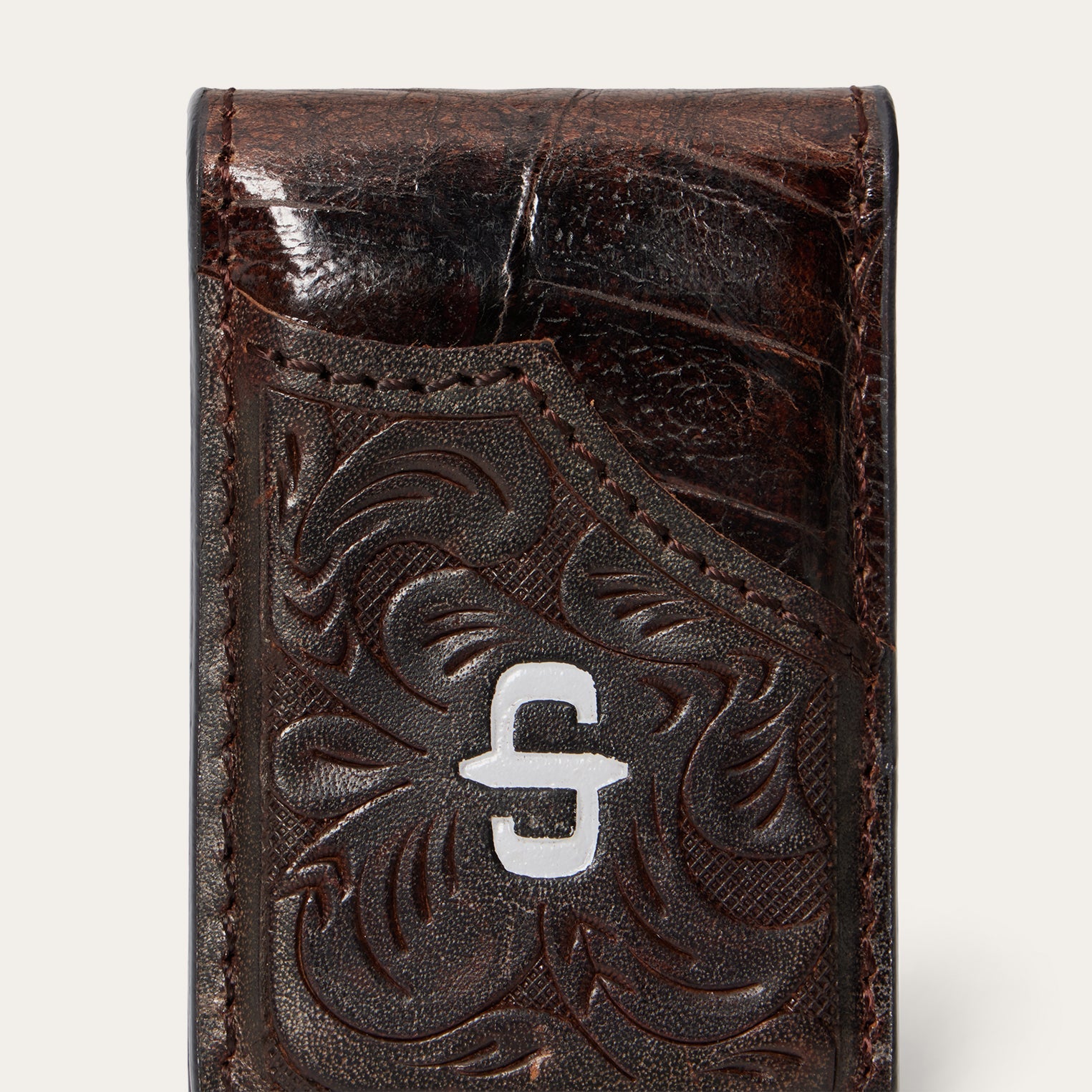 Tooled Embossed Croco Money Clip Brown | Stetson Men