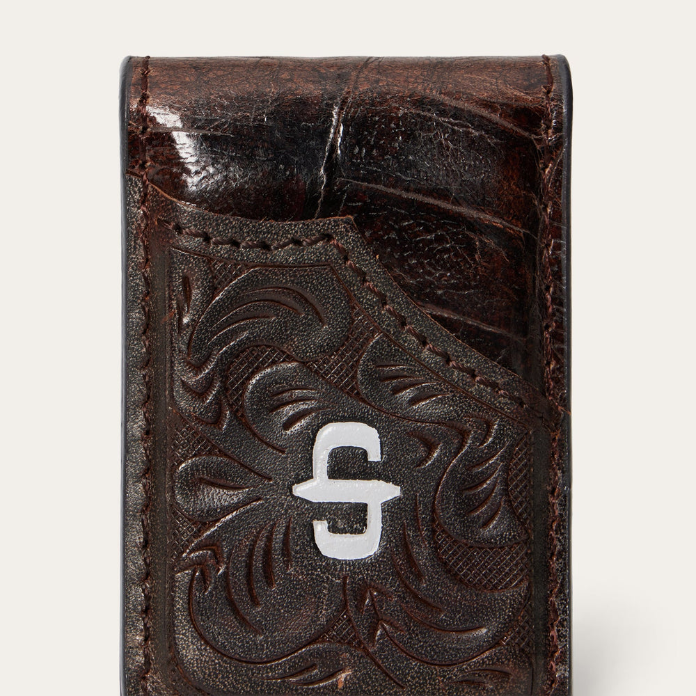 Tooled Embossed Croco Money Clip Brown | Stetson Men