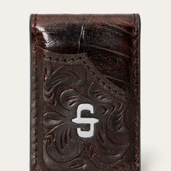 Tooled Embossed Croco Money Clip Brown | Stetson Men