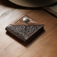 Hair-On-Hide Concho Bi-Fold Wallet Vintage Brown | Stetson Men