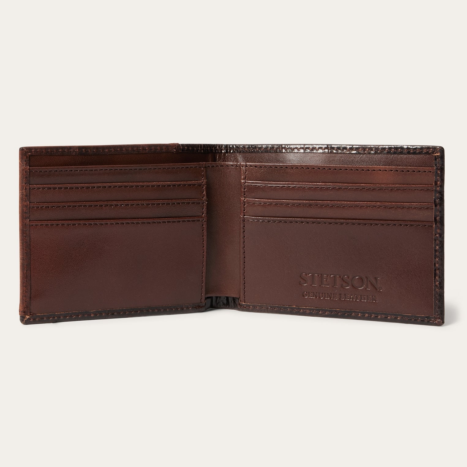 Tooled Embossed Croco Bi-Fold Wallet Brown | Stetson Men