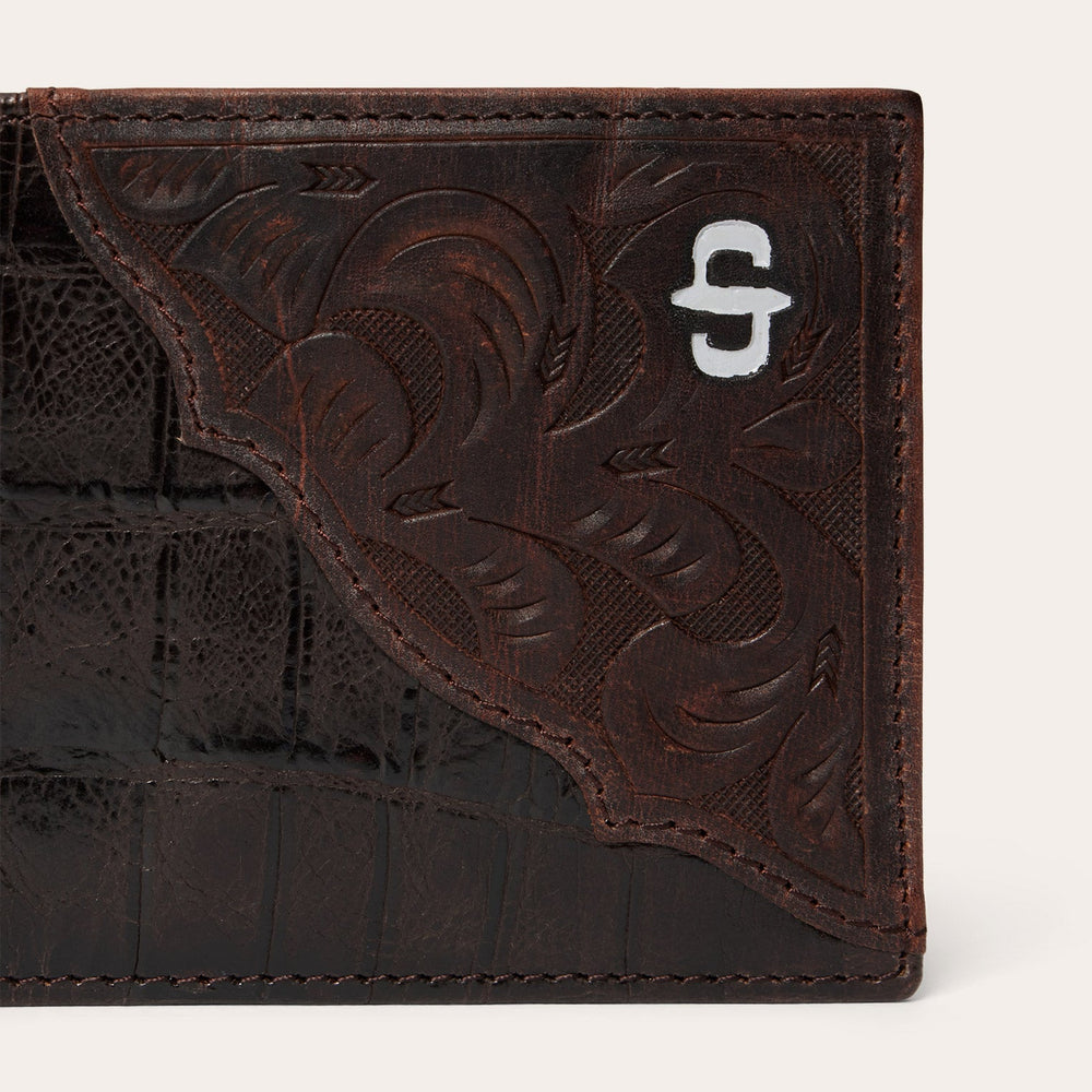 Tooled Embossed Croco Bi-Fold Wallet Brown | Stetson Men