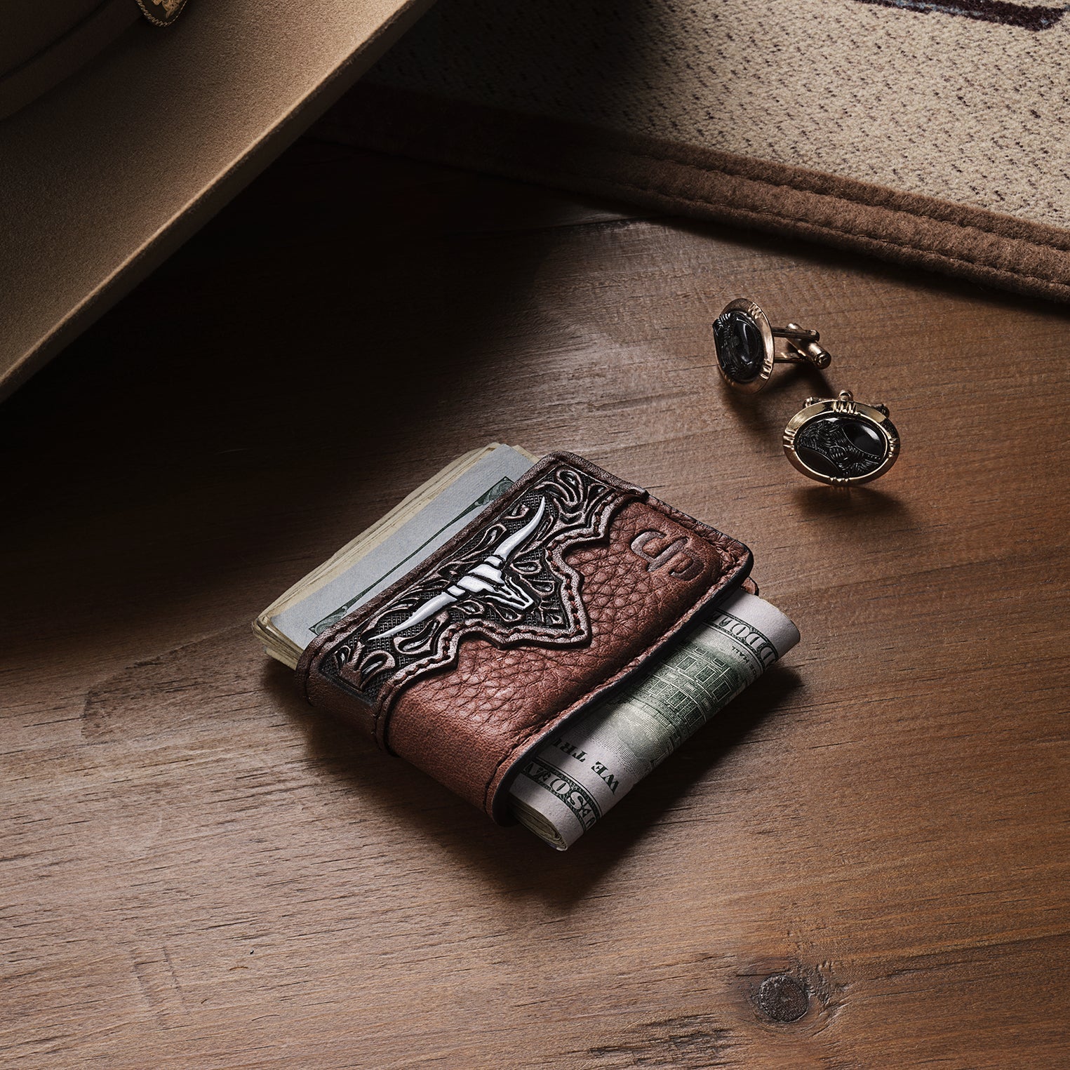 Steer Head Money Clip Brown | Stetson Men