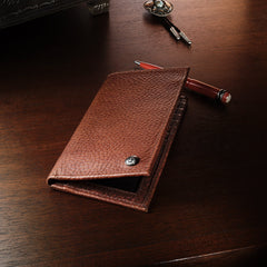 Bison Leather Stetson Rivet Checkbook Wallet Hazelnut Bison | Stetson Men