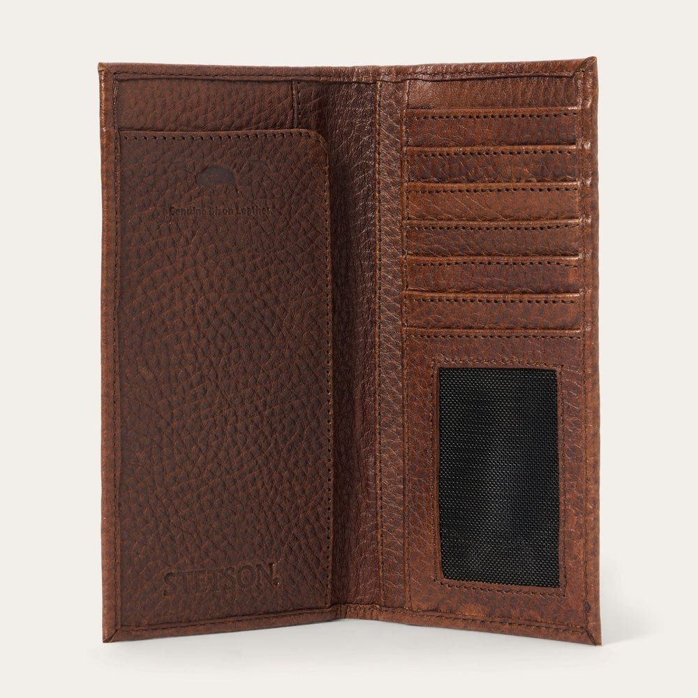 Bison Leather Stetson Rivet Checkbook Wallet Hazelnut Bison | Stetson Men