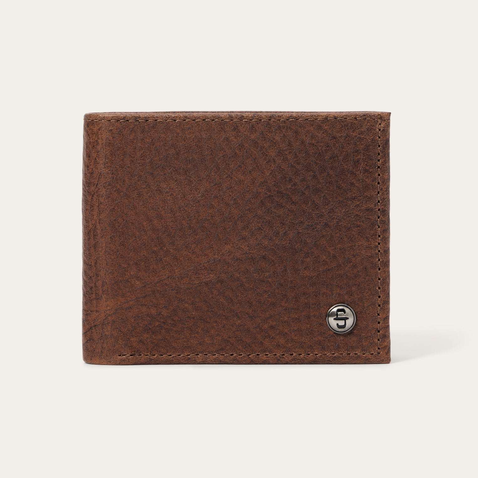 Bison Leather Stetson Rivet Bi-Fold Wallet Hazelnut Bison | Stetson Men