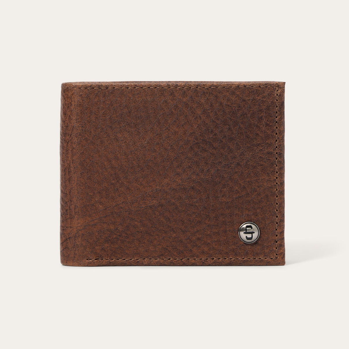 Bison Leather Stetson Rivet Bi-Fold Wallet Hazelnut Bison | Stetson Men