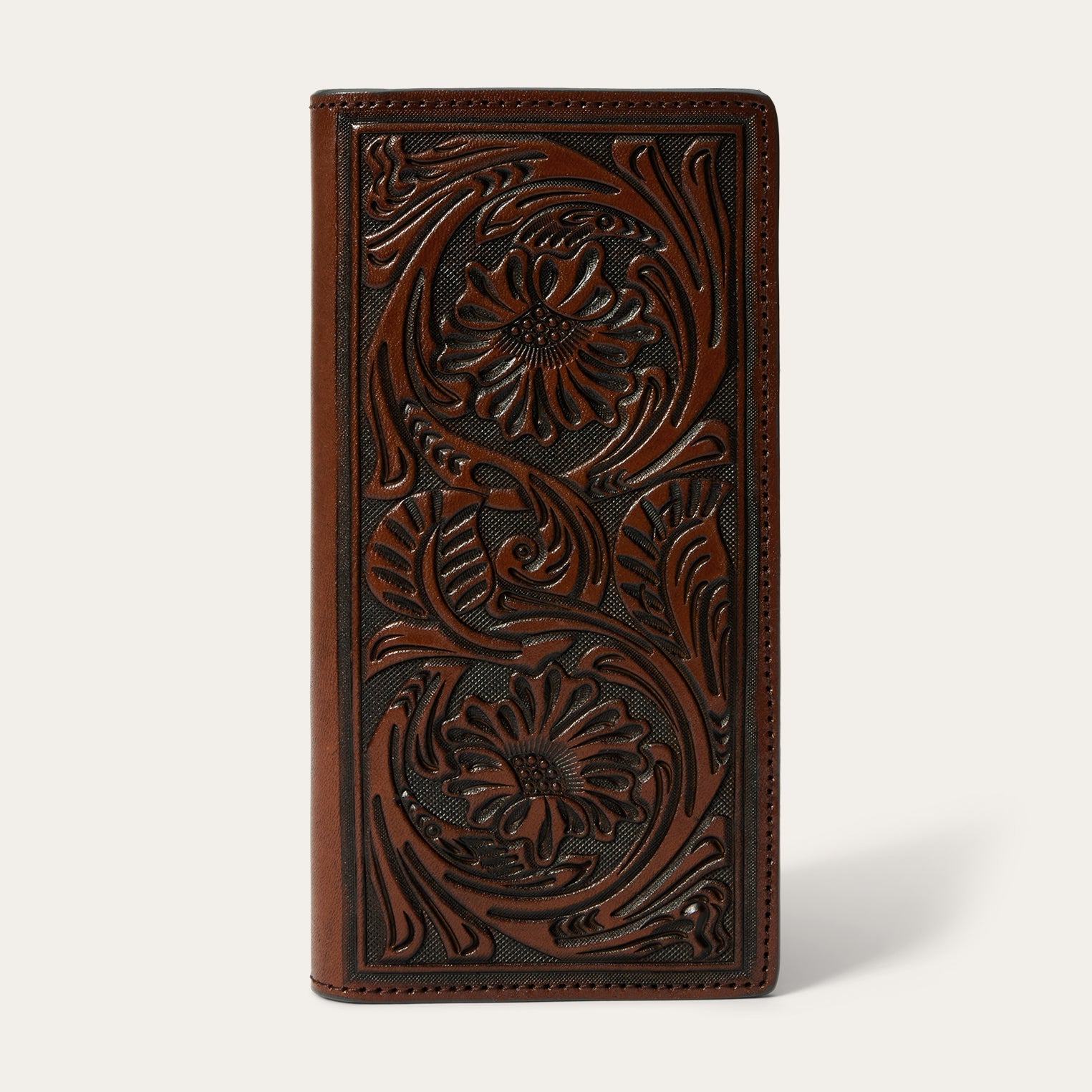 Tooled Checkbook Brown | Stetson Men