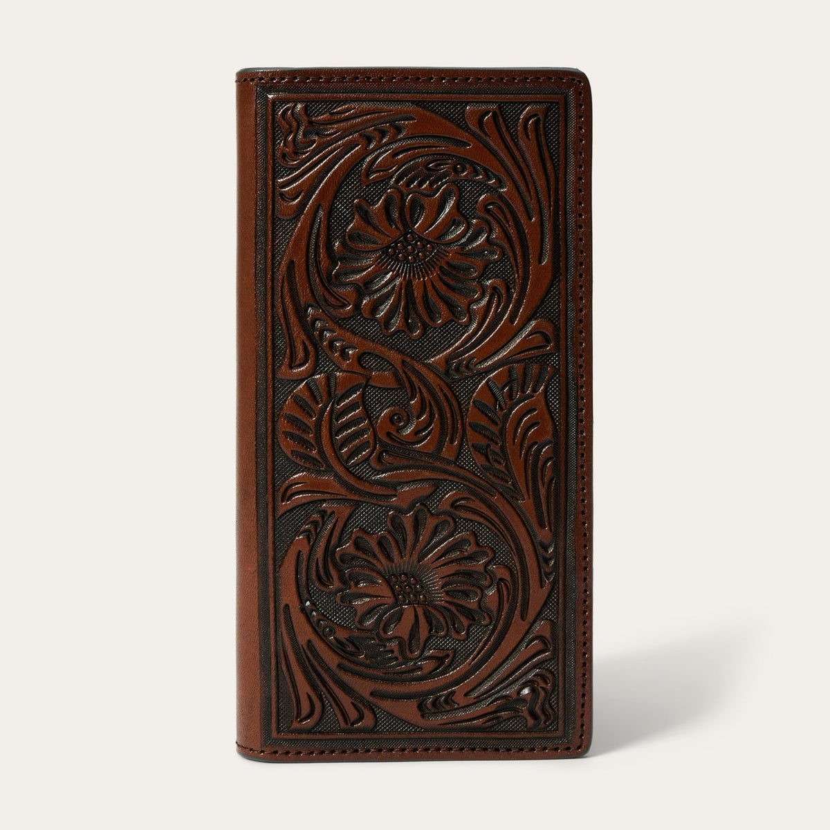 Tooled Checkbook Brown | Stetson Men
