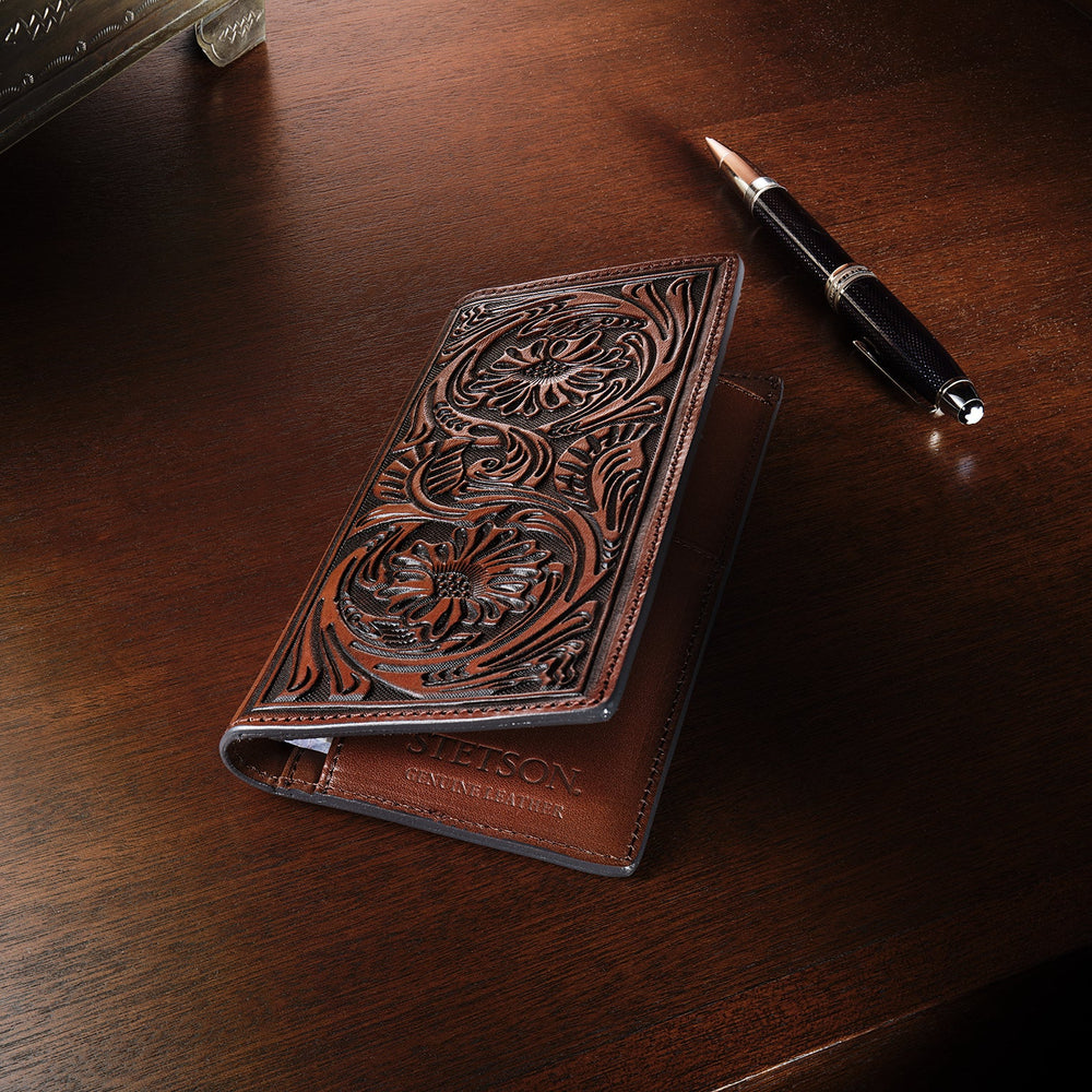 Tooled Checkbook Brown | Stetson Men