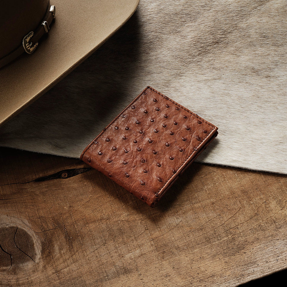 Ostrich Bi-Fold Wallet Antique Cognac | Stetson Men