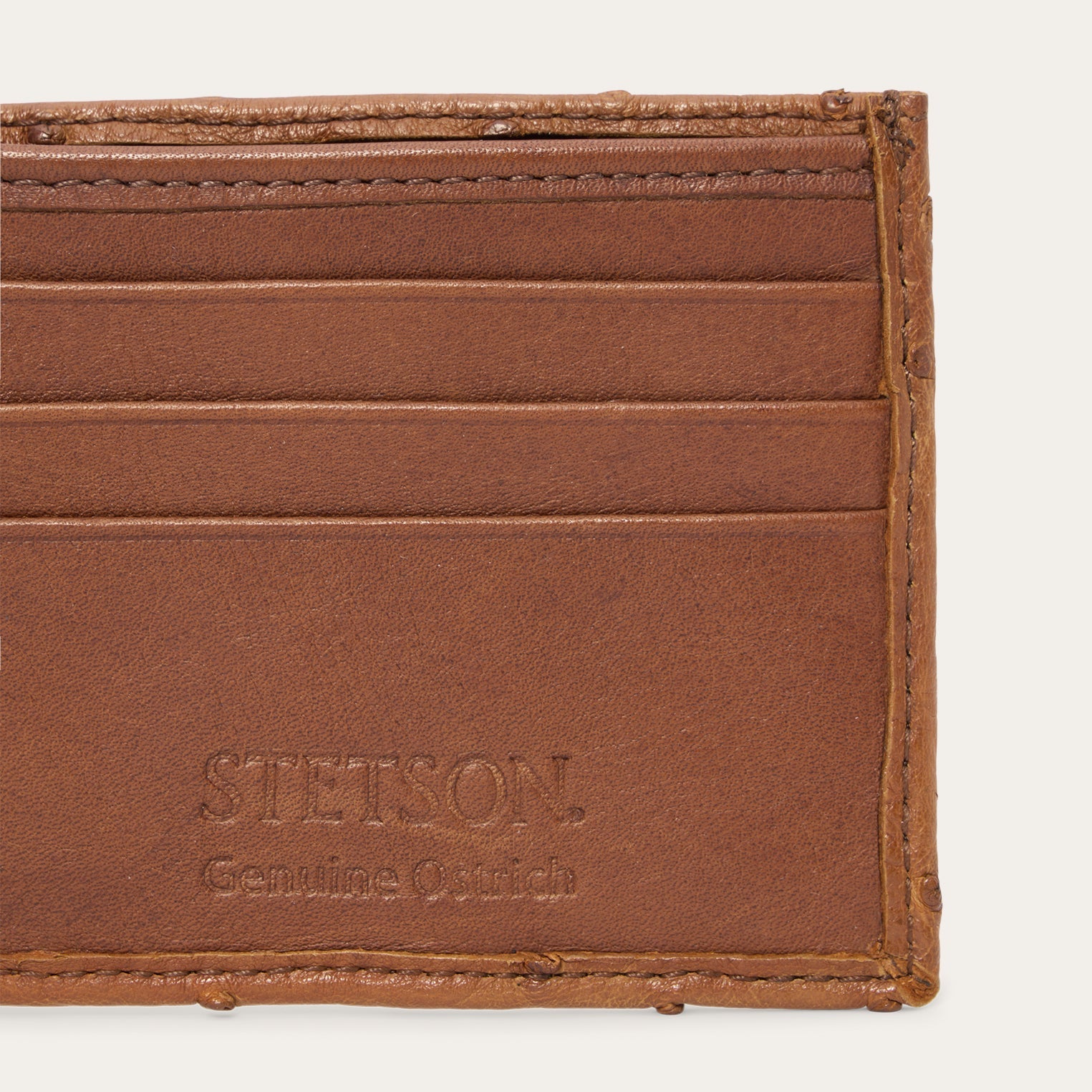 Ostrich Bi-Fold Wallet Antique Cognac | Stetson Men