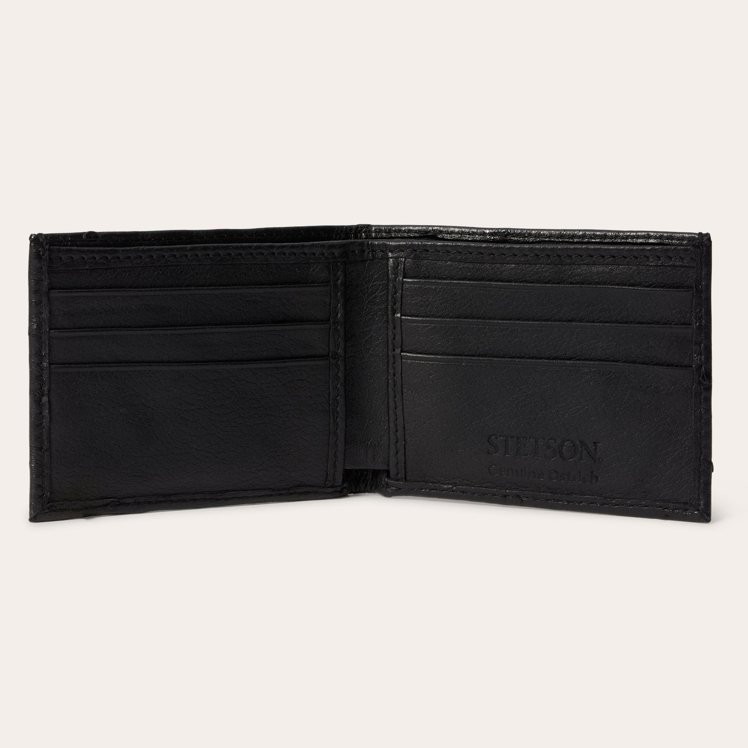 Ostrich Bi-Fold Wallet Black Classic | Stetson Men