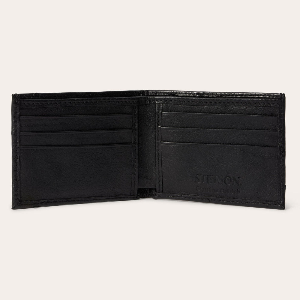 Ostrich Bi-Fold Wallet Black Classic | Stetson Men
