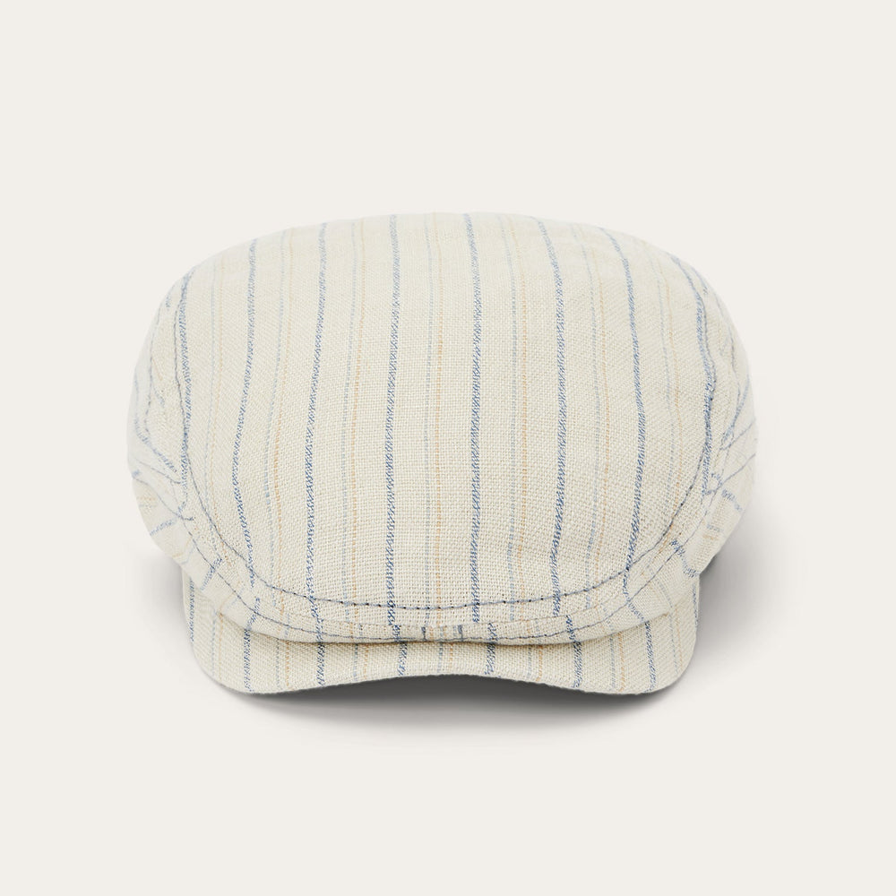 Striped Linen Driver Cap Off White With Stripes | Stetson Hats