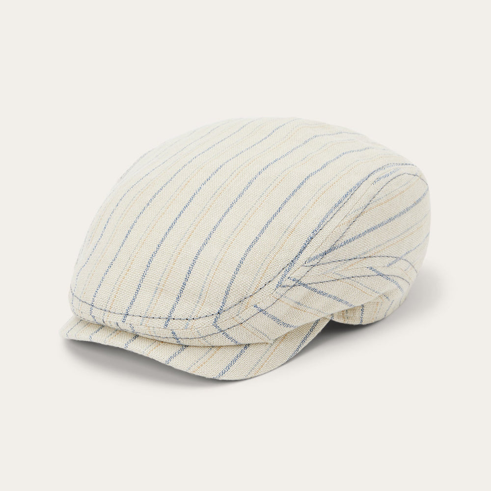 Striped Linen Driver Cap Off White With Stripes | Stetson Hats