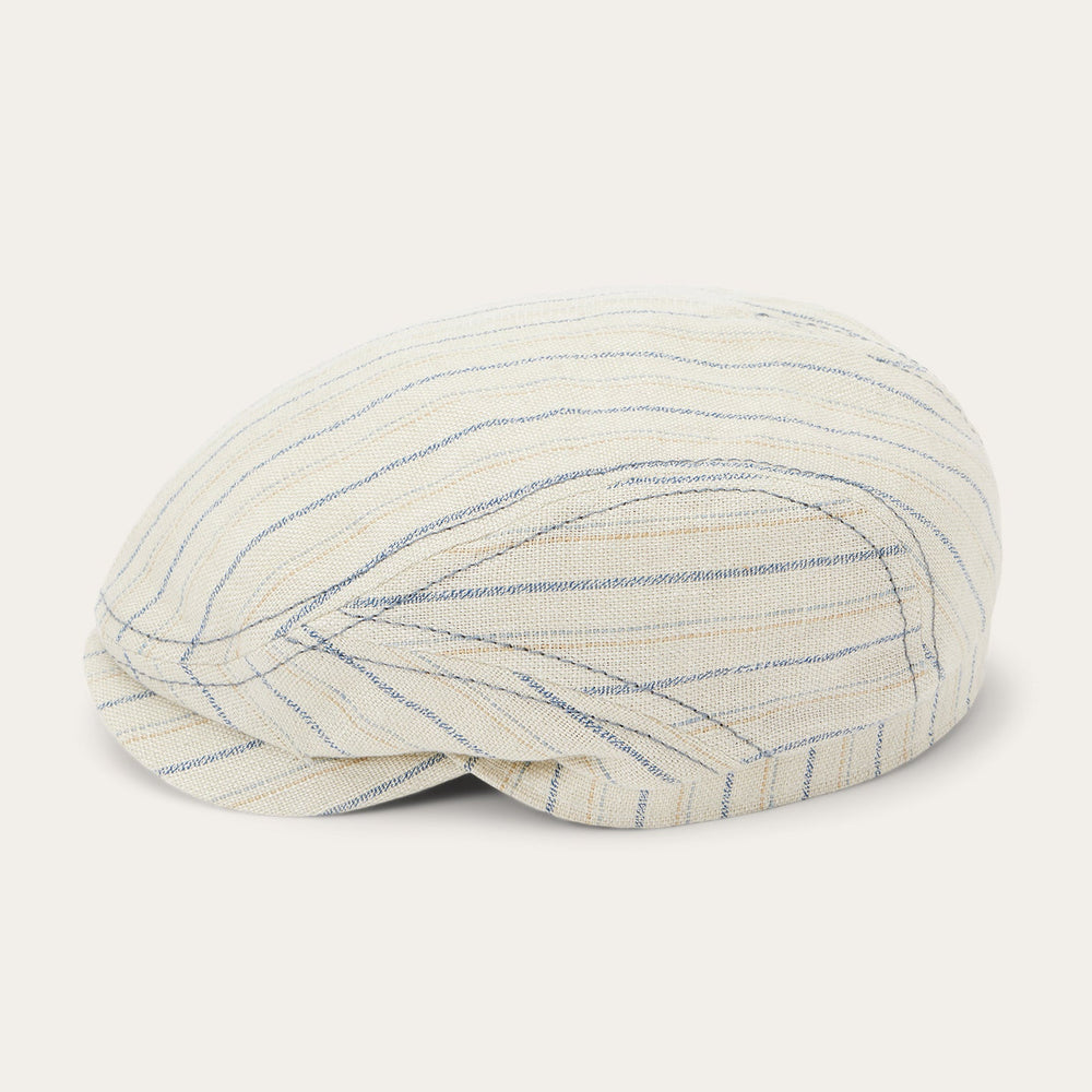 Striped Linen Driver Cap Off White With Stripes | Stetson Hats