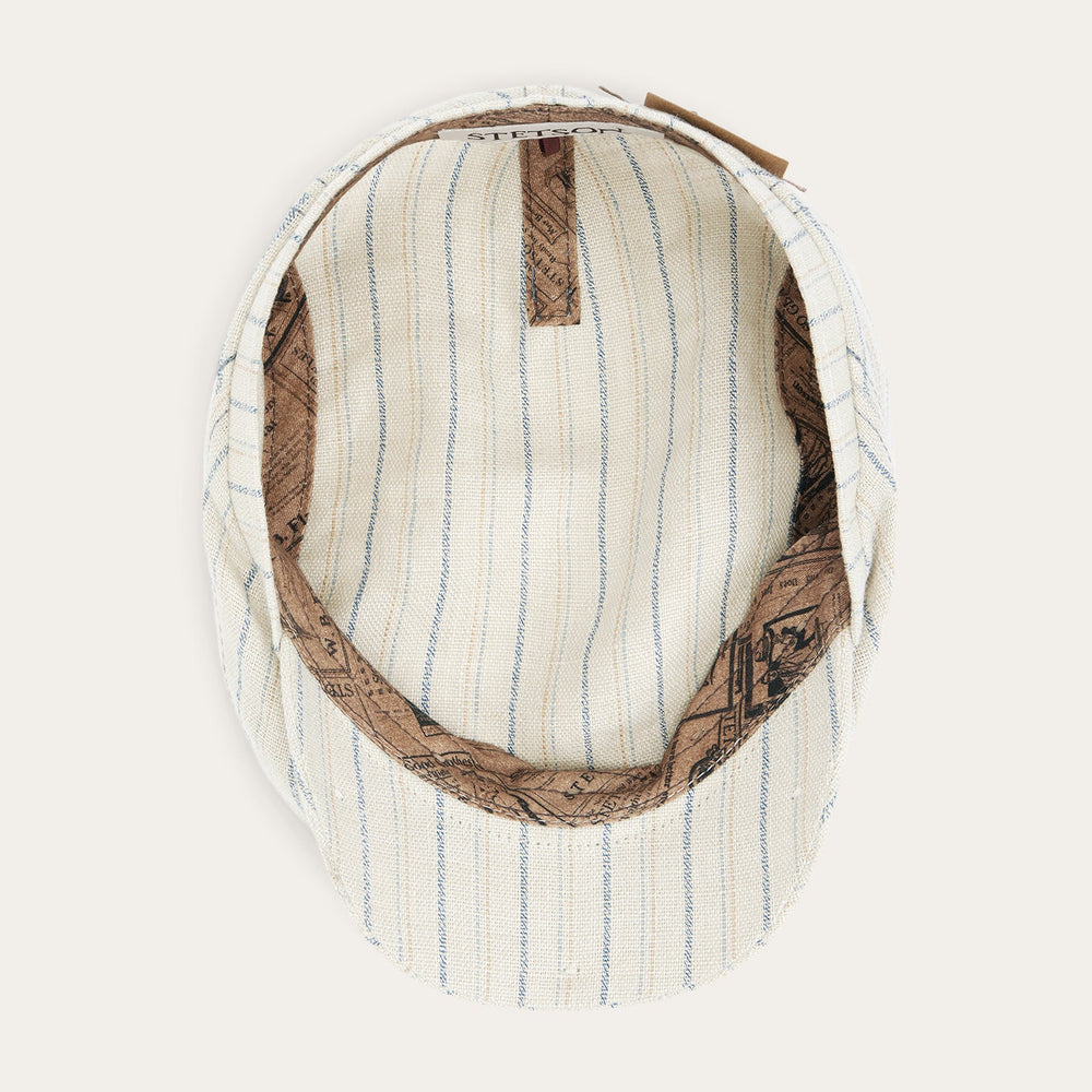 Striped Linen Driver Cap Off White With Stripes | Stetson Hats