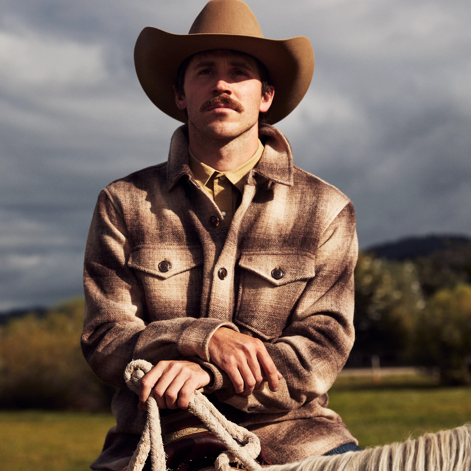 Wool Plaid Shirt Jacket Brown | Stetson Men