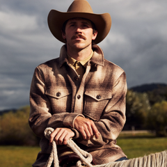 Wool Plaid Shirt Jacket Brown | Stetson Men